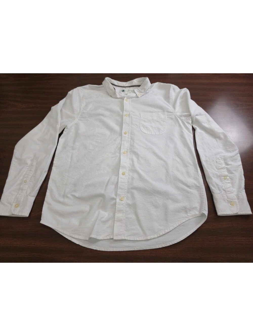 Aeropostale Medium White Long Sleeve Button Down Collared Shirt 100% Cotton
